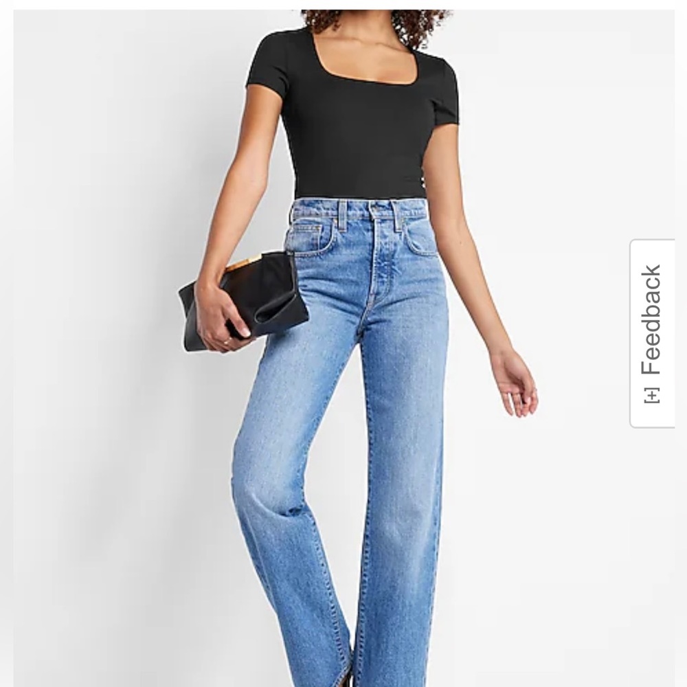 Express Black Ribbed Bodysuit